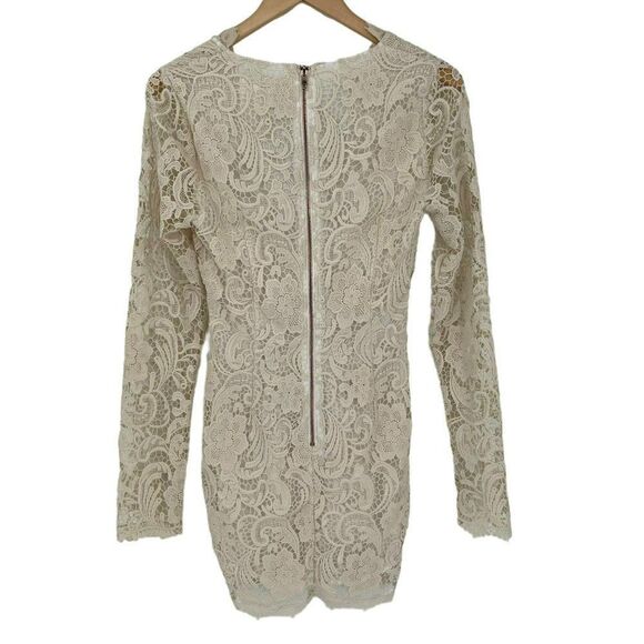 The Jetset Diaries Pisa Lace Bodycon Mini Dress Ivory Scallop Hem Women Small - Picture 8 of 12